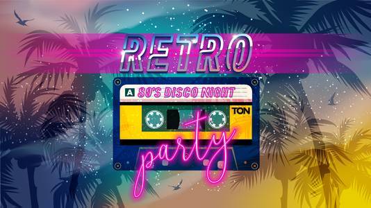 Retro,Party,80's,Banner,,Cover,Or,Invitation,Card,With,Cassete